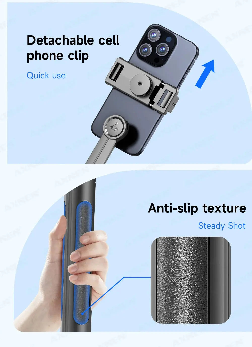 F15 Selfie Stick Tripod with Bluetooth Remote, 6-Section Extendable Pole, 360° Rotation, Fill Light Option, for Phone Vlog 