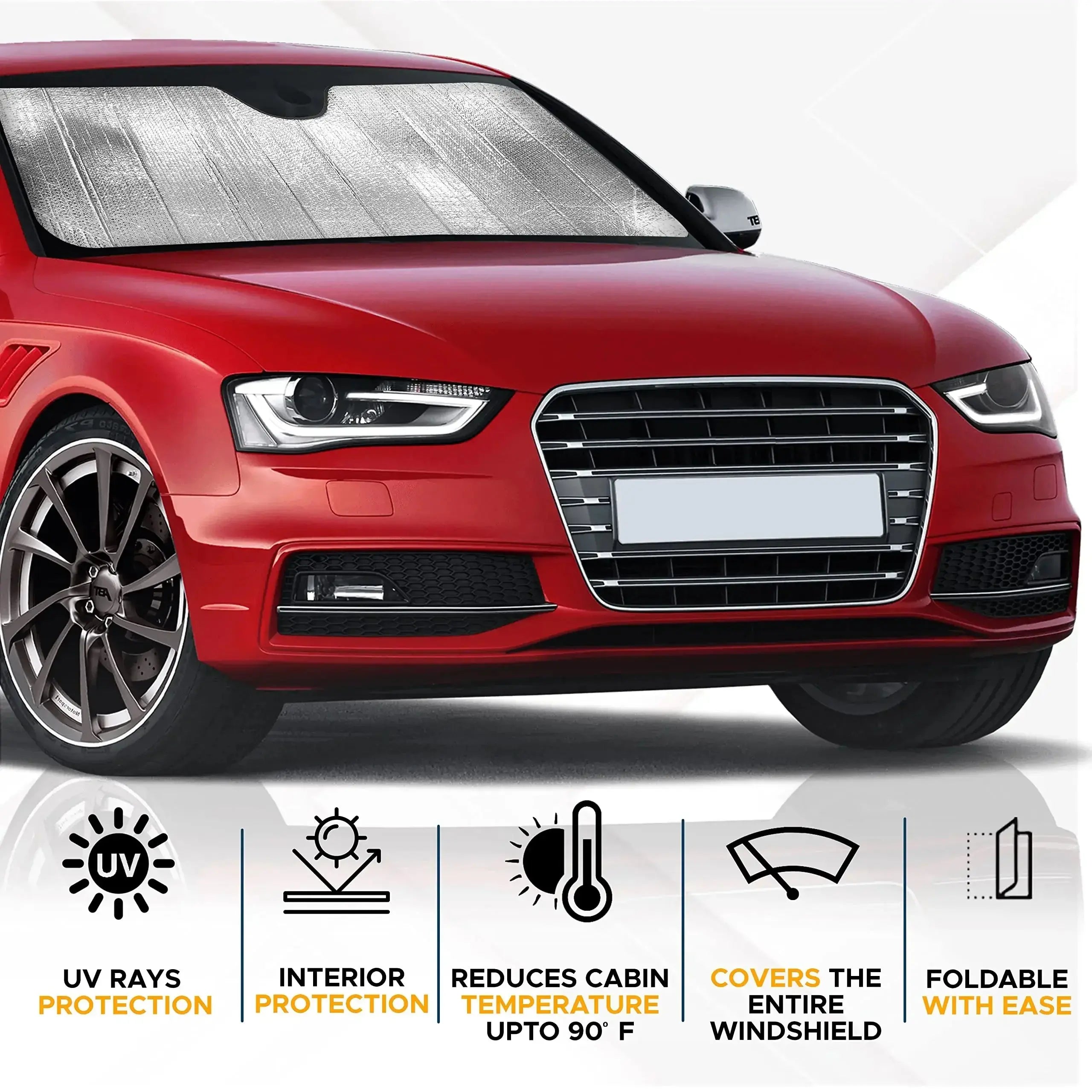 Foldable Universal Car Windscreen Sunshade Cover Sun UV Protection Lightable Sun Visor Covers Car Windscreen Sun Shade 