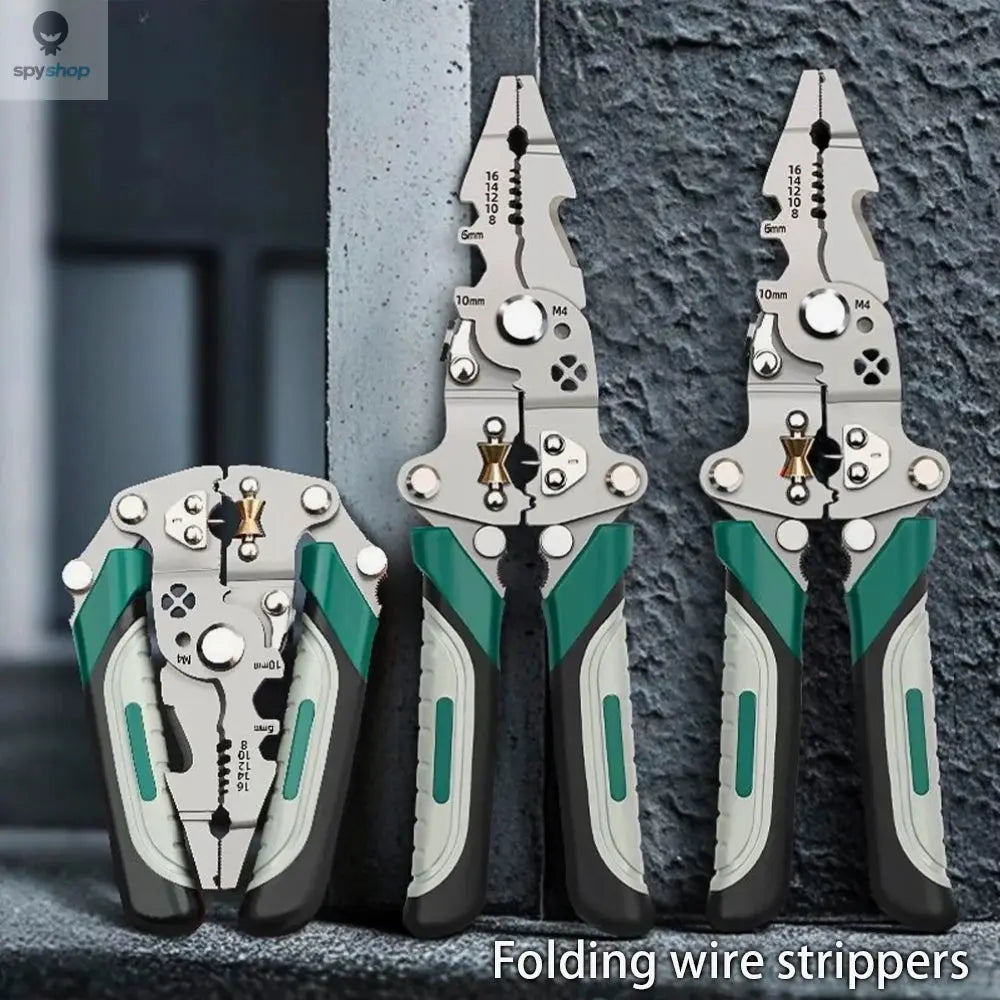 Foldable wire stripper, pulley design multi-function electrician wire splitter wire winding pliers crimping pliers hand tool Spy-shop.com