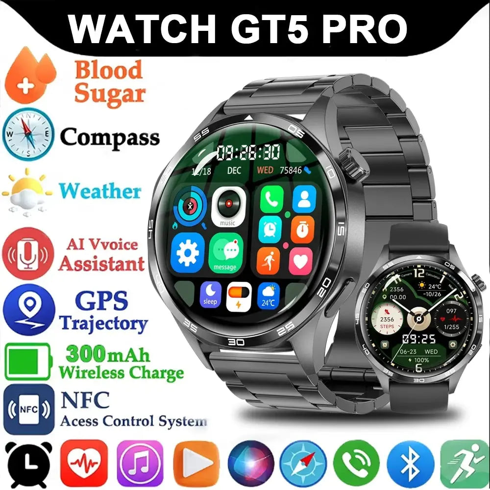 For HUAWEI GT5 Pro GPS NFC Smart Watch Men 360*360 AMOLED Screen Heart rate Bluetooth Call IP67 Waterproof Man Smartwatch 2024 Spy-shop.com