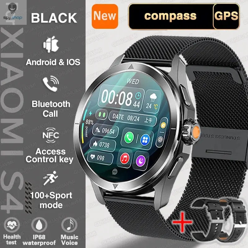 For Xiaomi S4 Ultra Outdoor Sports Smart Watch Men AMOLED Screen NFC GPS Compass Heart rate Waterproof Bluetooth Call SmartWatch Spy-shop.com