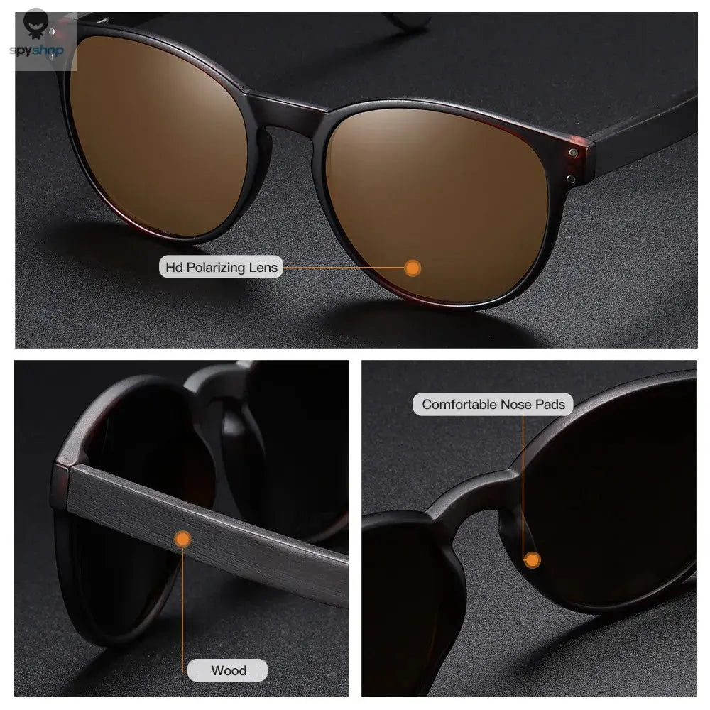 GM Polarized Sunglasses Men Women S5091 Brand  Wooden Sunglasses Women Round frame Classic Sunglasses 