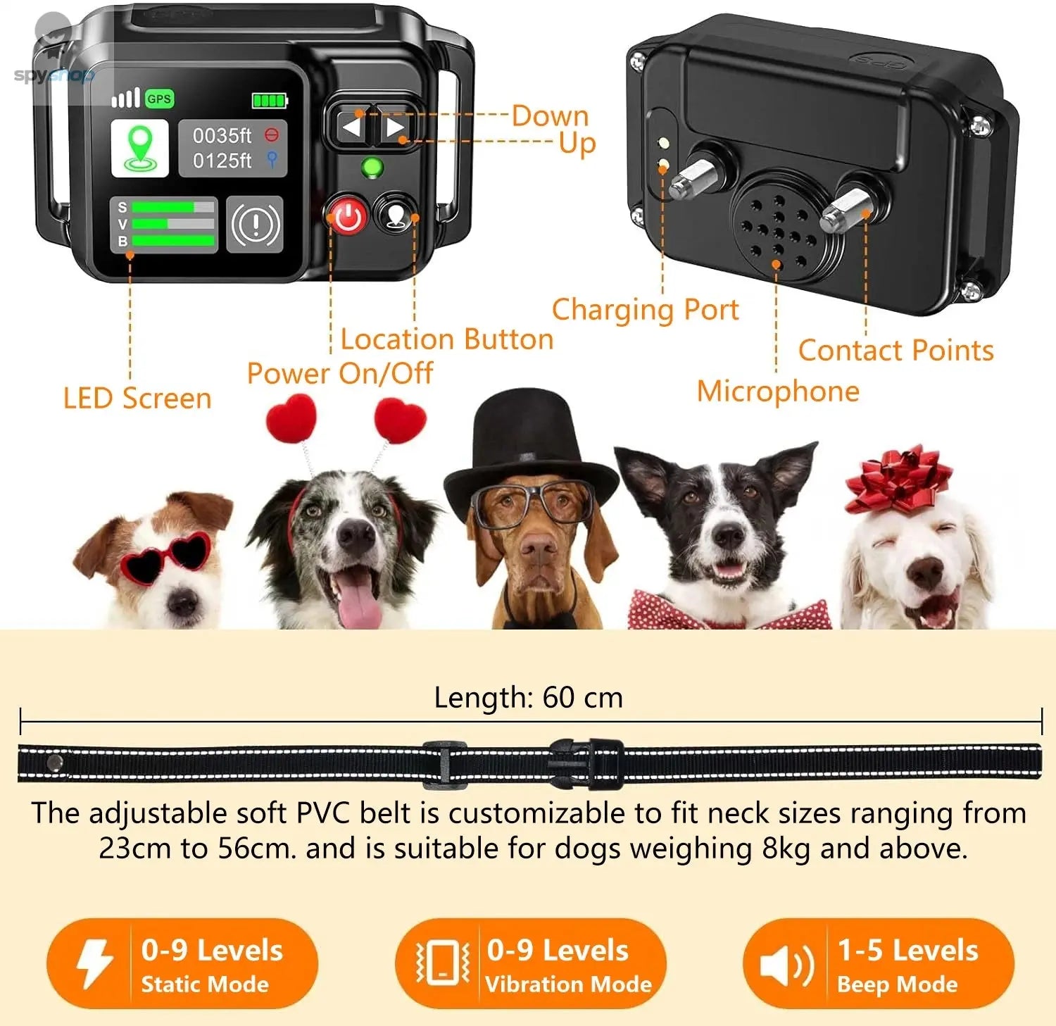 GPS Wireless Dog Fencing System - Electric dog fencing with GPS Electric Satellite Technology, Pet Fencing System Range 15 ~ 200 Spy-shop.com