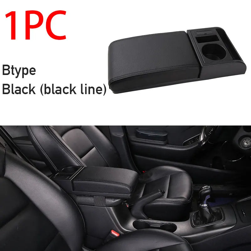 Universal Car Armrest with Cup Holder and USB Storage Box