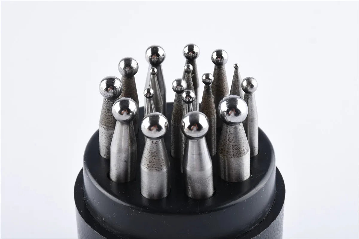 17-Piece Stainless Steel Dapping Punch Set — 2–10 mm