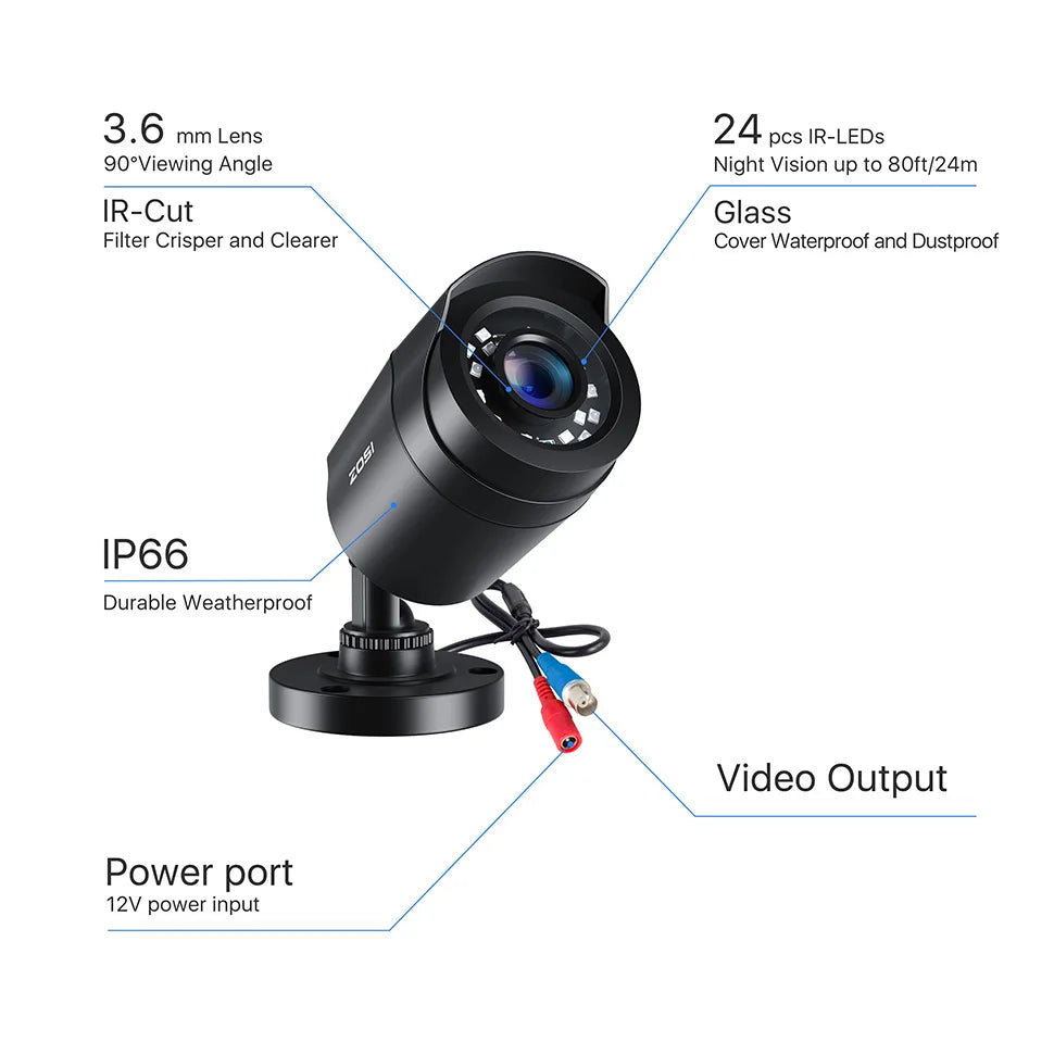 ZOSI 4-Pack 1080P HD-TVI Weatherproof Security Cameras
