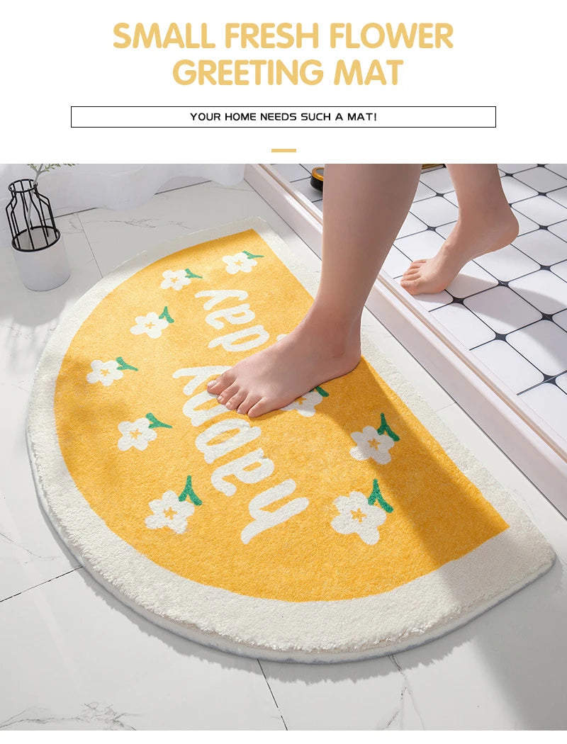 Soft Floor Mats Small Fresh Text Flowers Rugs Home Entrance Carpet Bedroom Toilet Bathroom Door Absorbent Non-Slip Foot Pad 