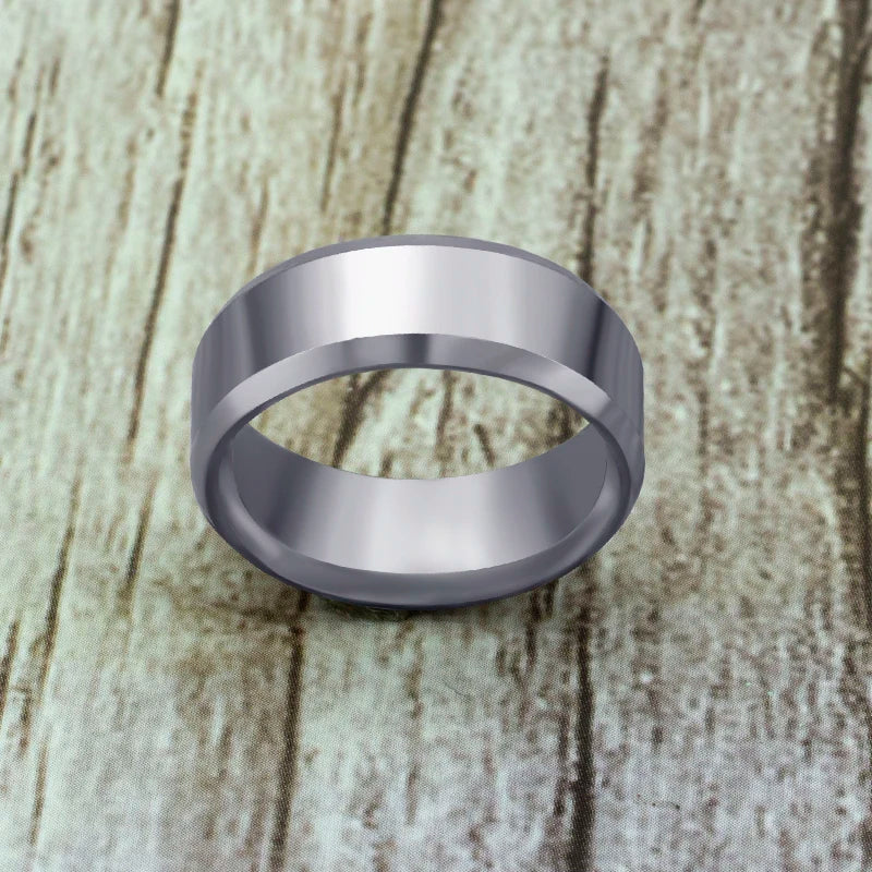 Men's Titanium Steel Ring – Classic Black Wedding Band