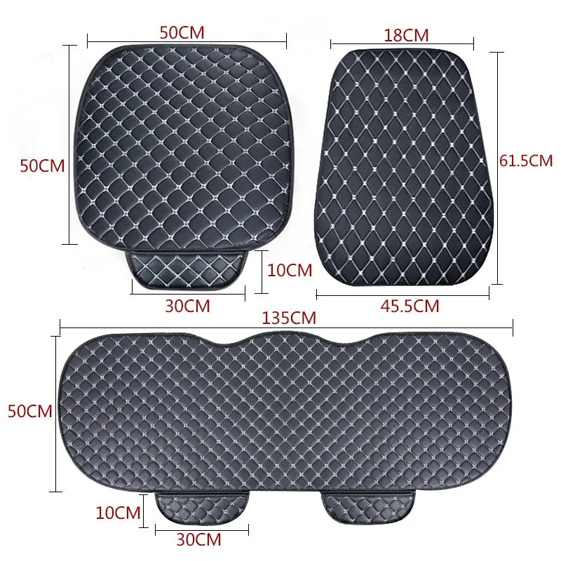 SEAMETAL Car Seat Cover with Backrest Pad PU Leather Vehicle Seat Protector Anti Slip Chair Mat Universal for Sedan Suv Truck