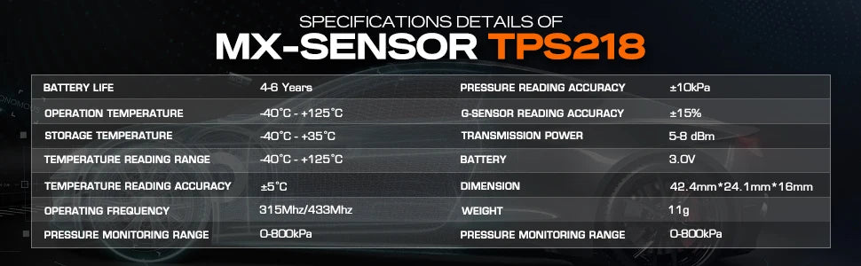 Autel MX TPMS-sensor 2-i-1 315MHz & 433MHz klonbar