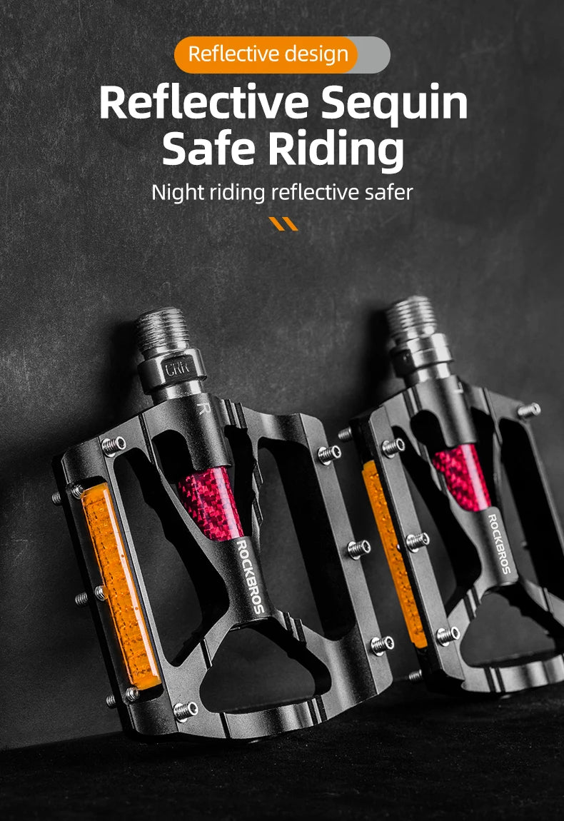 Aluminum Alloy Bike Pedals with Non-Slip Grip & Reflective Safety