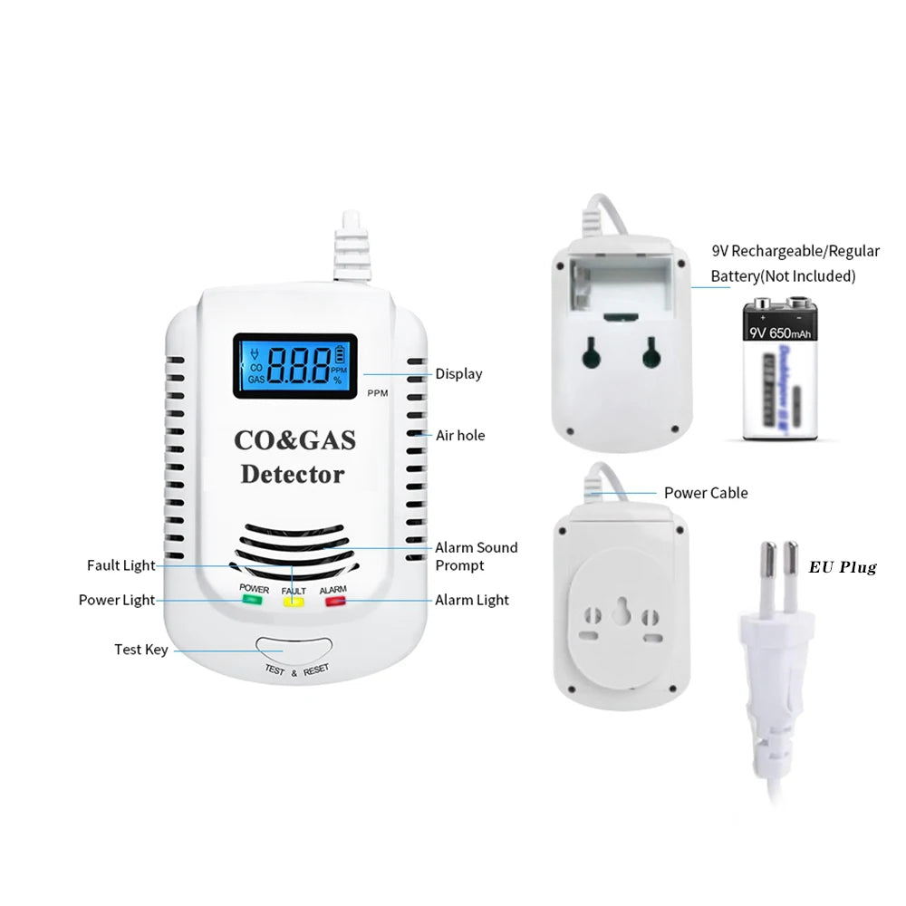 Gas Detector and Carbon Monoxide Alarm for Home Safety