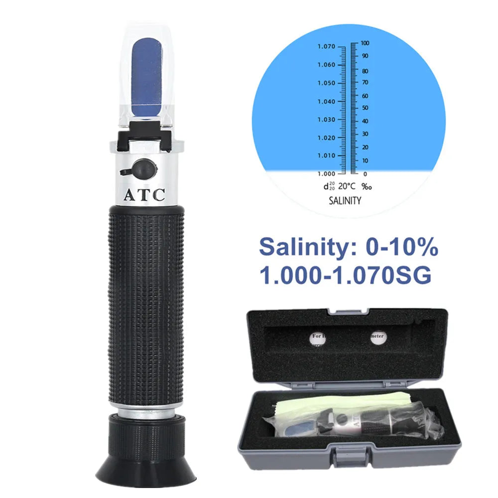 Réfractomètre de salinité portatif, salinomètre pour eau de mer, concentration 1.000-1.070 SG, gravimètre 0~100 % pour aquarium et élevage marin