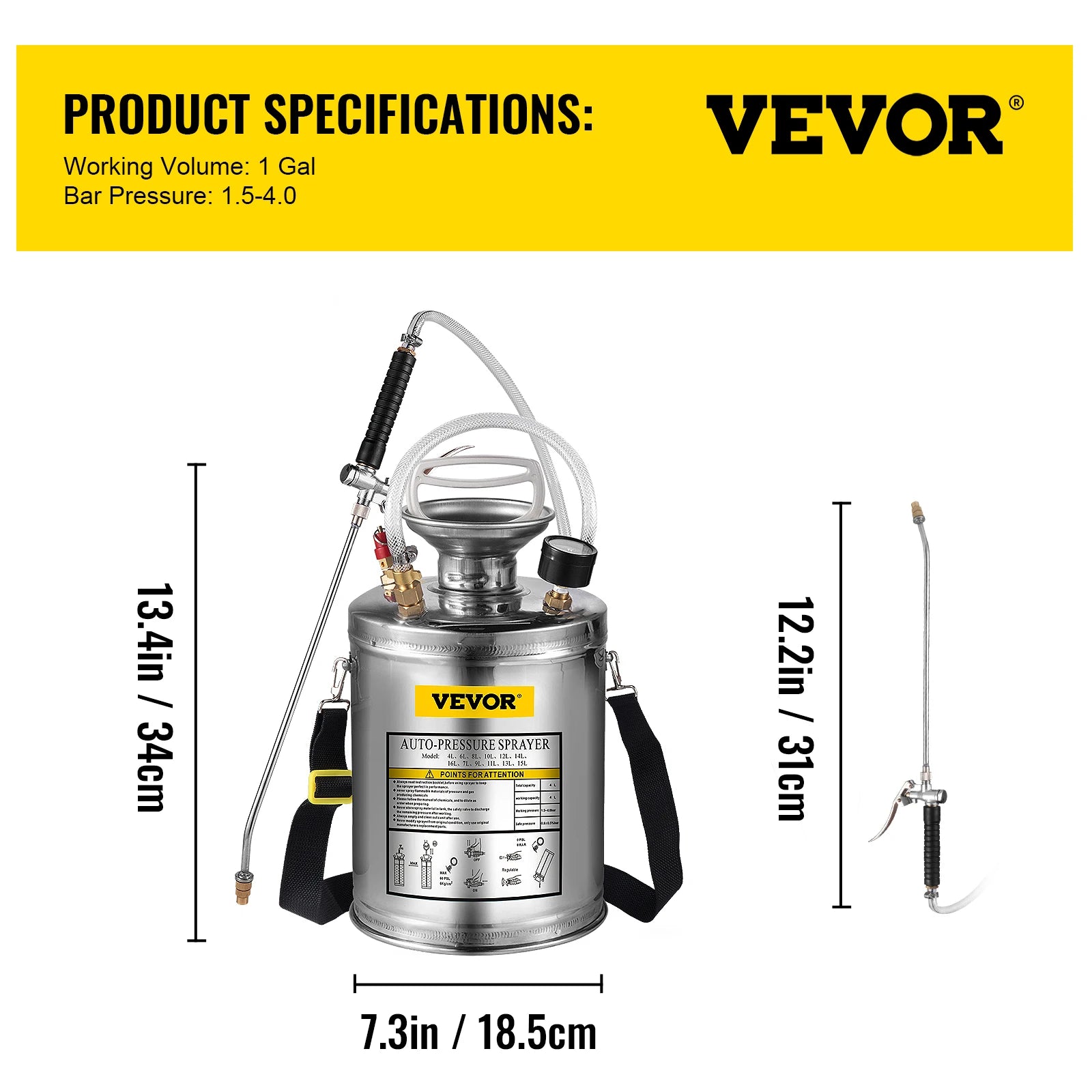 Stainless Steel Hand Pump Sprayer 4–12L Garden & Cleaning Tool