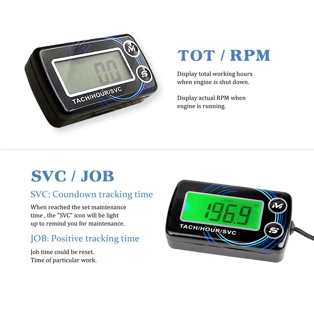 Digital Engine Hour Meter and Tachometer