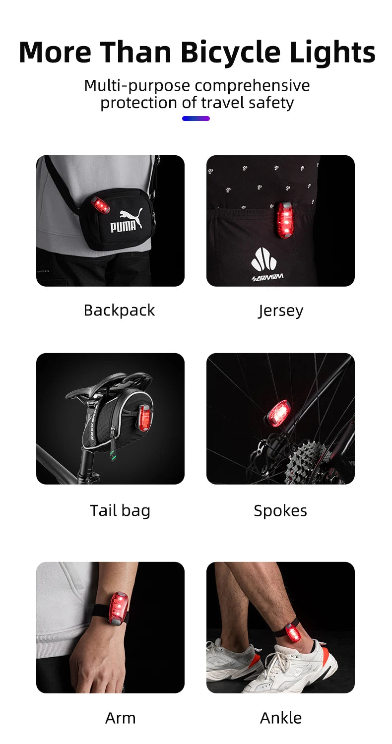 Mini Bike Rear Light Waterproof LED Tail Light with 3 Modes