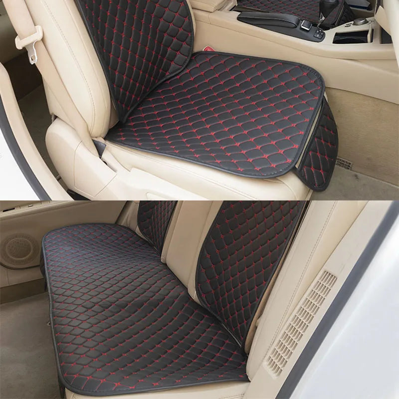 SEAMETAL Car Seat Cover with Backrest Pad PU Leather Vehicle Seat Protector Anti Slip Chair Mat Universal for Sedan Suv Truck