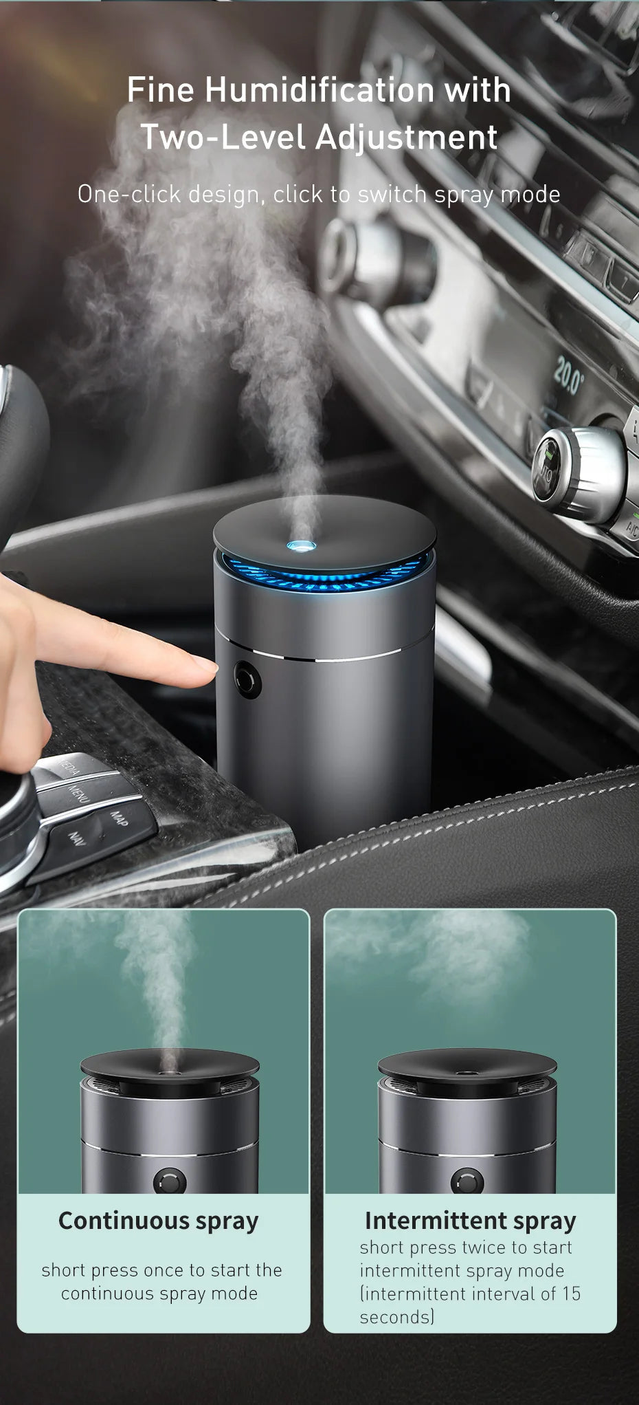 Baseus Car Diffuser Humidifier Auto Air Purifier Aromo Air Freshener with LED Light For Car Aroma Aromatherapy Diffuser 