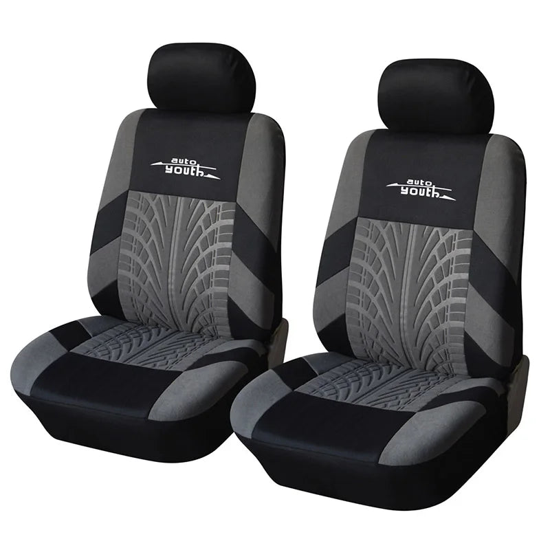 AUTOYOUTH Brand Embroidery Car Seat Covers Set Universal Fit Most Cars Covers with Tire Track Detail Styling Car Seat Protector 
