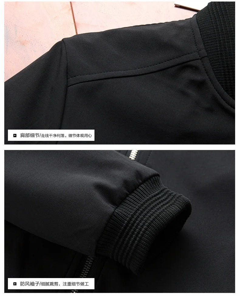 Men Bomber Jacket Thin Slim Long Sleeve baseball Jackets Mens Windbreaker Zipper Windbreaker Jacket Male Outwear Brand Clothing 