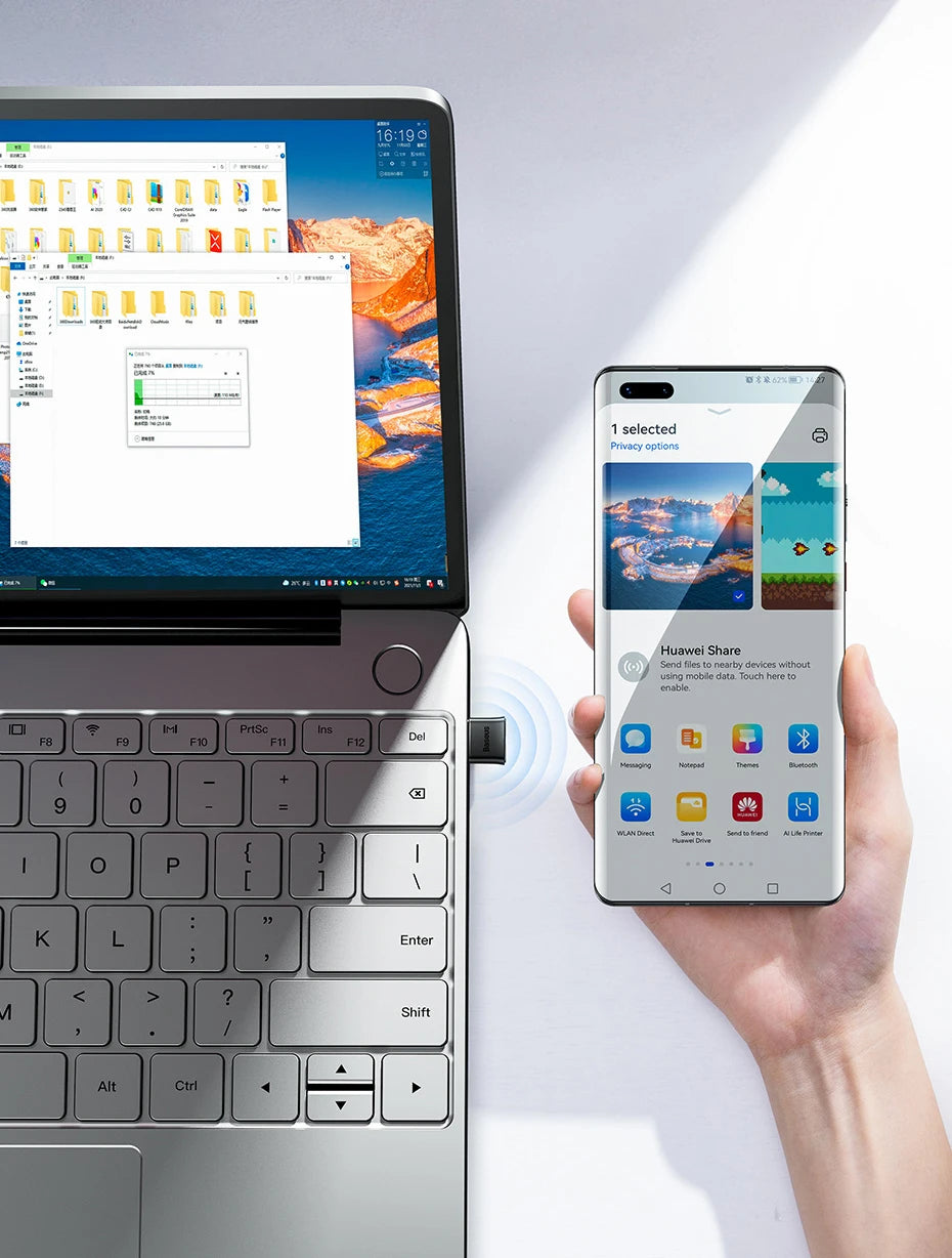 Baseus USB Kablosuz Bluetooth Dönüştürücü, Bilgisayarlar ve Dizüstü Bilgisayarlar için