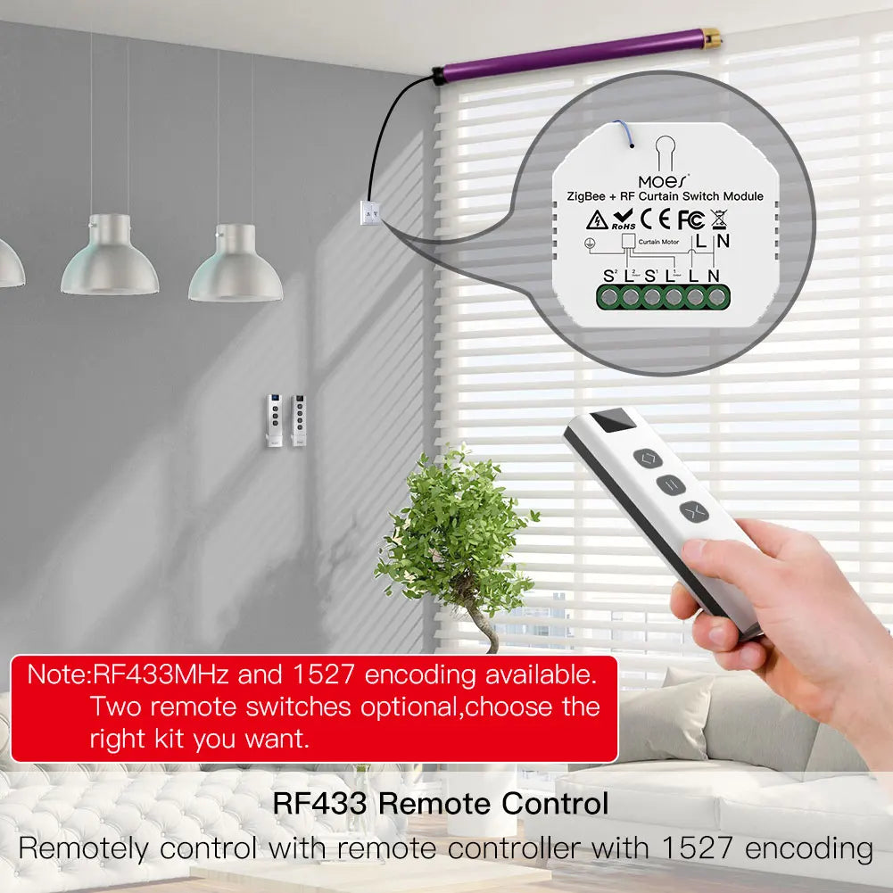 MOES ZigBee 3.0 Smart Curtain Switch Module Motorized Roller Shutter Blinds Motor Tuya Smart Life Alexa Echo Google Home