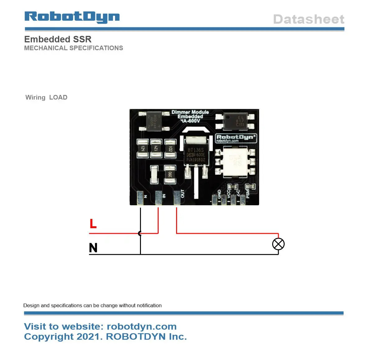 Embedded AC Dimmer Module - 3.3/5 V Logic