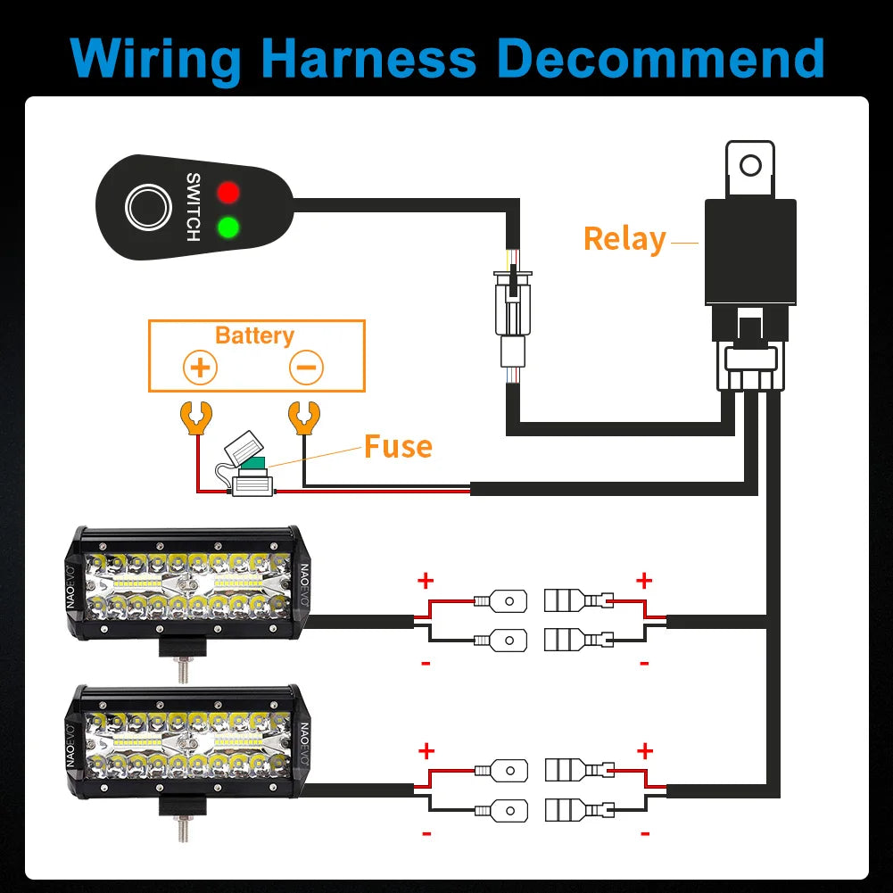 Luz de Barra LED NAOEVO de 7 Polegadas para Todo-o-Terreno 240W 12V 24V Feixe Combinado Lâmpada de Trabalho LED Suporte para Niva Lada 4x4 Camioneta Acessórios para ATV