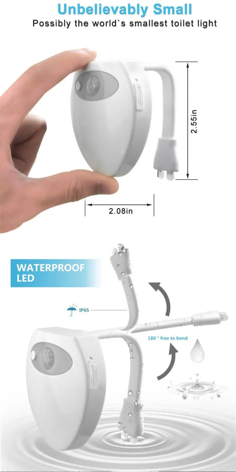 USB Rechargeable Motion Sensor Toilet Night Light 16 Colors