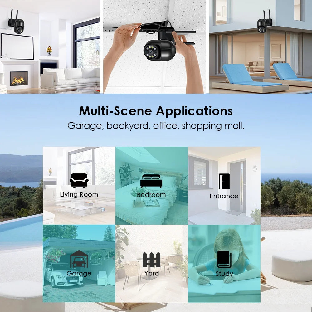 1080P HD Smart WiFi PTZ Security Camera with Human Detection, Auto Tracking, 5x Digital Zoom