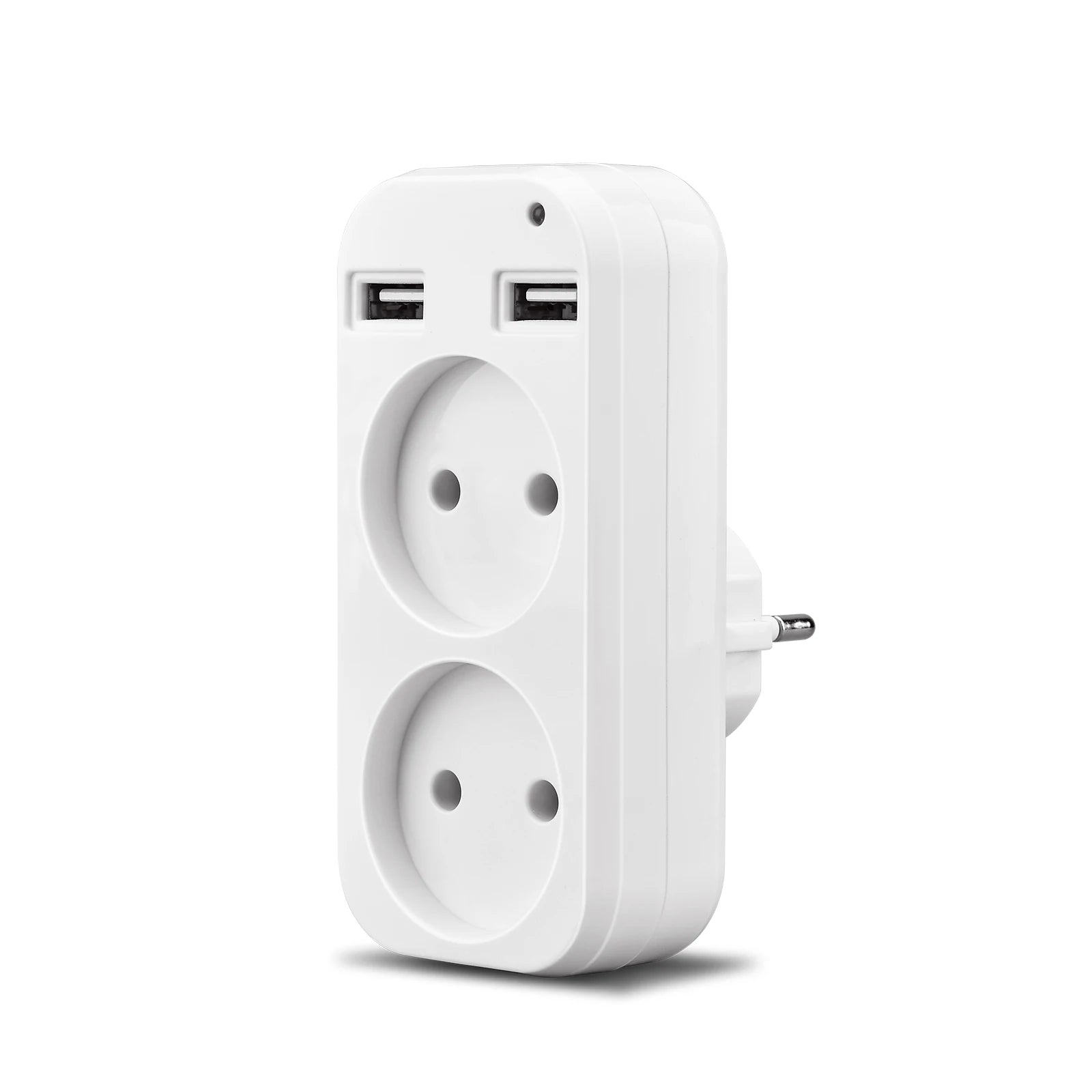 Adattatore prese/strip a muro EU 2023 con ciabatta elettrica a doppia presa portatile, 2 porte USB per telefoni cellulari, 1200W 250V, per smartphone e tablet