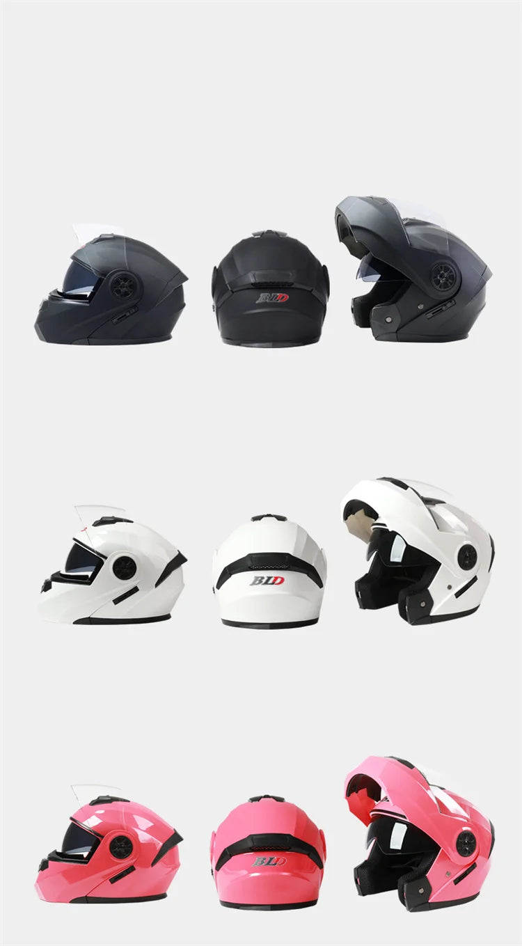 BLD Modular Dual Lens Motorcycle Helmet Safety Downhill Flip Up Helmets Professional Motocross Racing Full Face Casco Moto