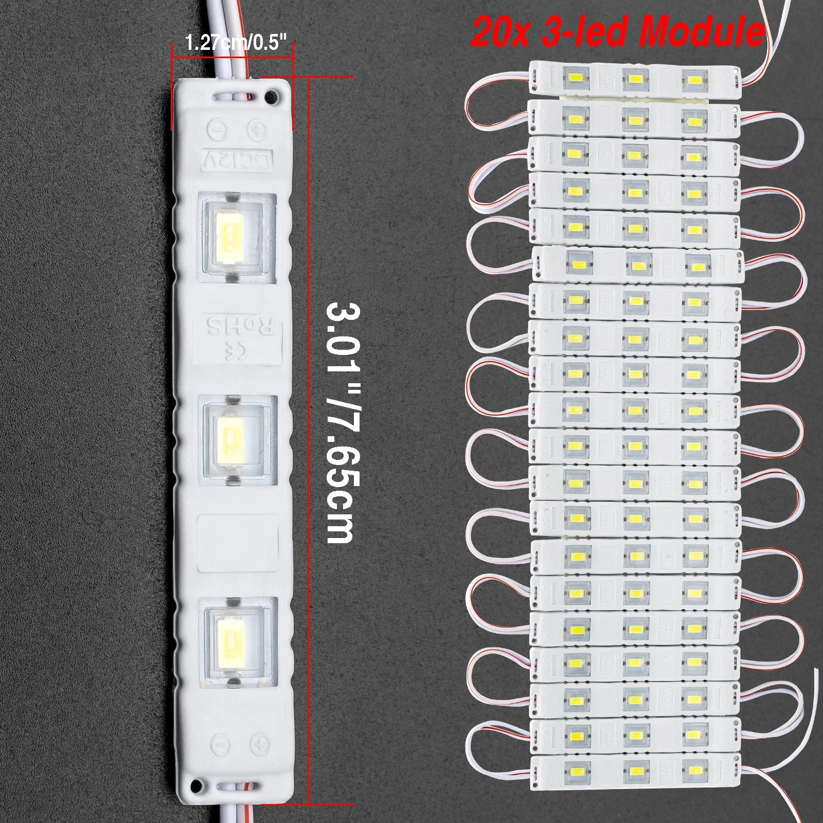 12V 60 LEDs Interior Van Light Kits LED Ceiling Light for Van RV Motorhome Boats Caravans Trailers LWB Workshop 20 Modules White