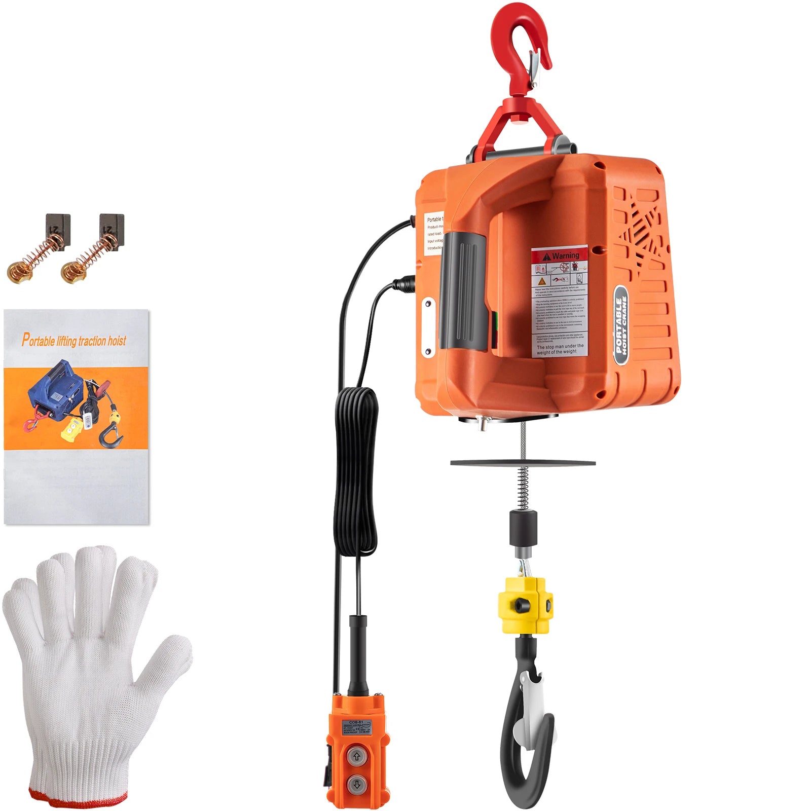 500kg Electric Hoist Winch with Remote Control, 25ft Lift