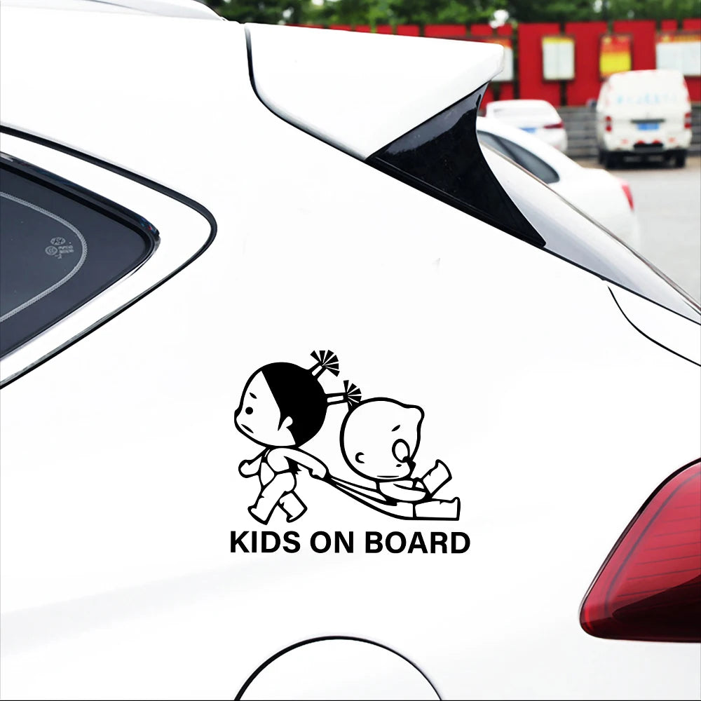 Warnung KINDER BABY AN BORD Autoaufkleber Lustiger Kinderkörper Fenster Autos Außenzubehör Vinyl Aufkleber, 19 cm * 15 cm