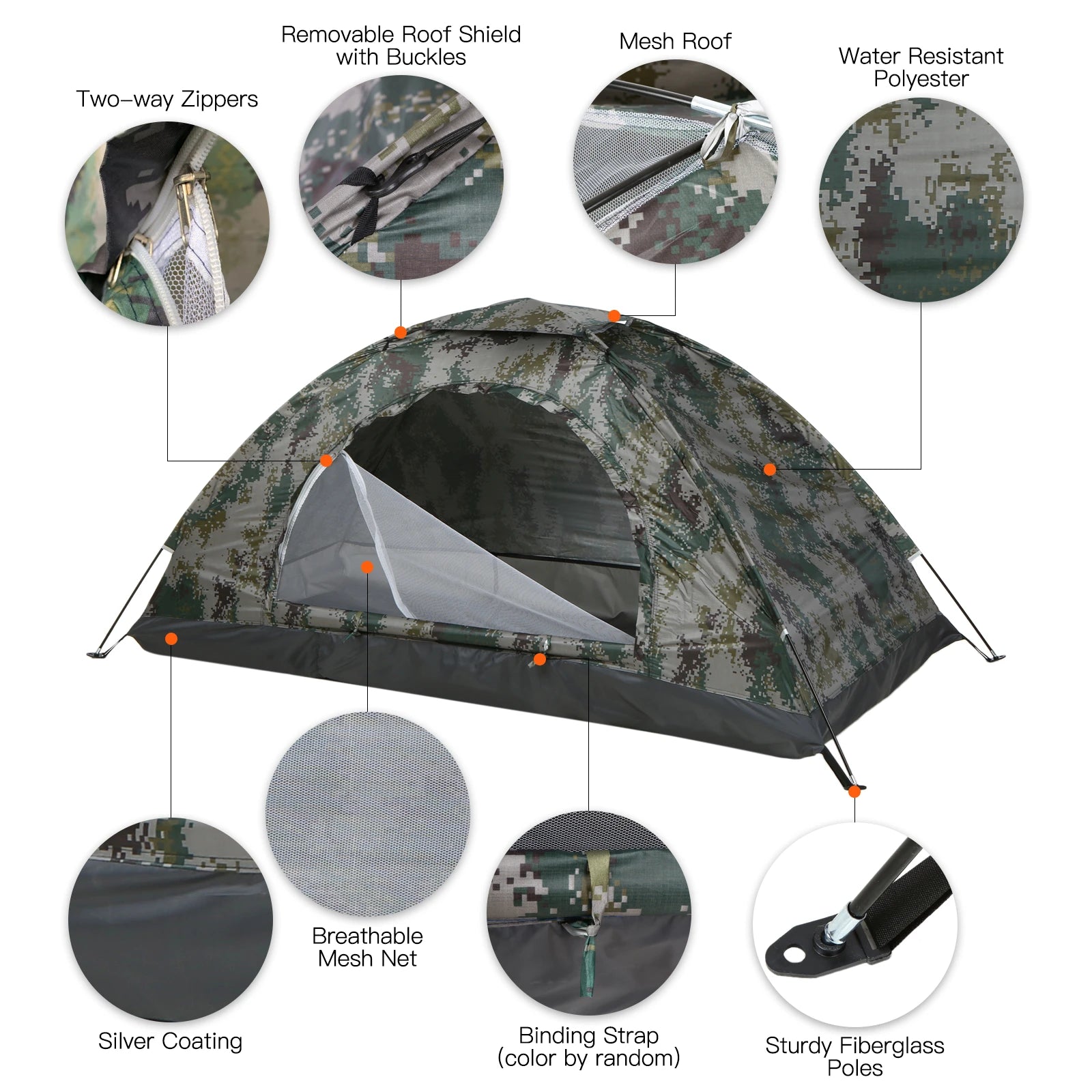 Tomshoo 1/2 Person Ultralight Camping Tent Single Layer Portable Hiking Tent Anti-UV Coating UPF 30+ for Outdoor Beach Fishing 