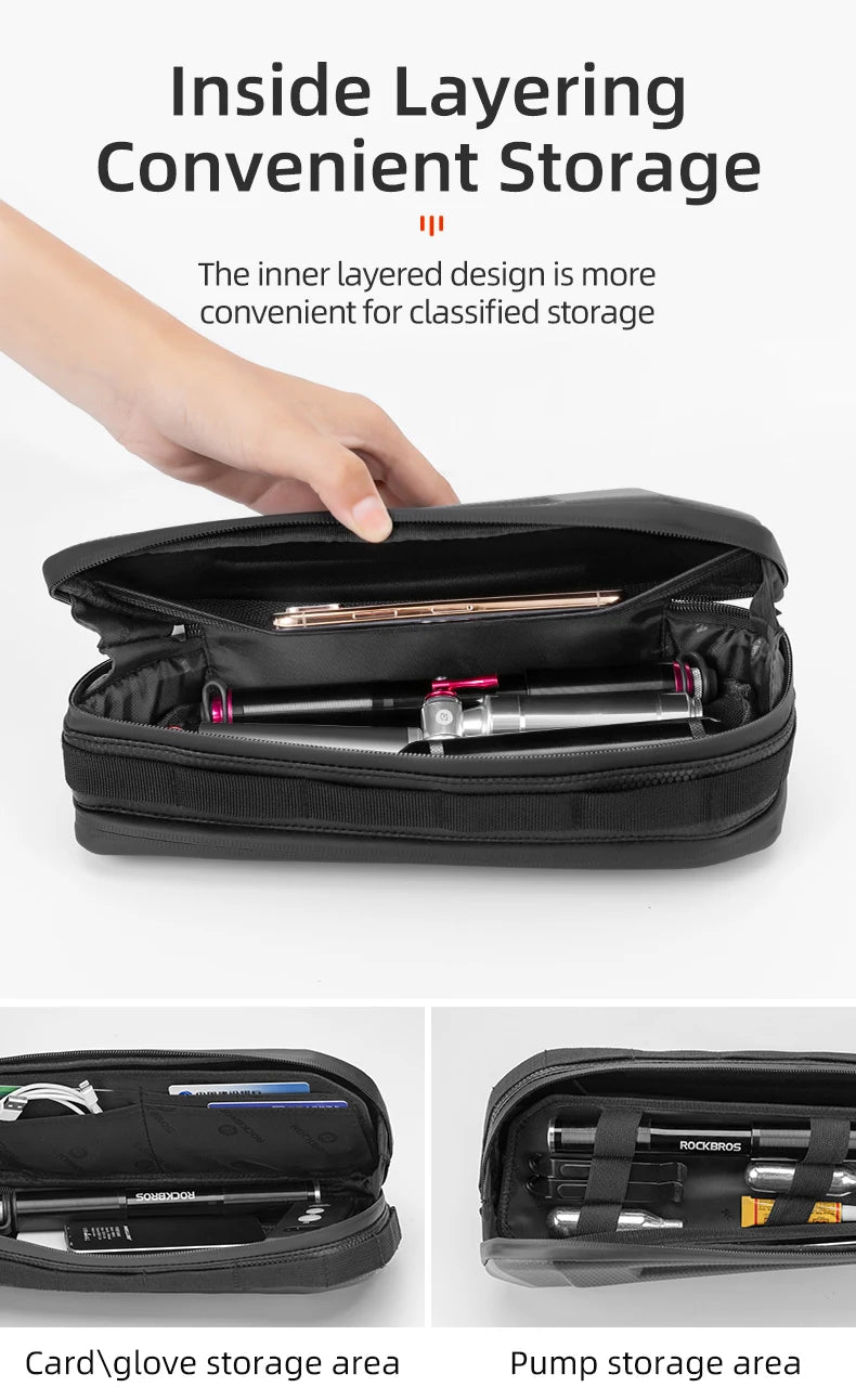 Hard Shell Bicycle Top Tube Bag 1.5L Waterproof