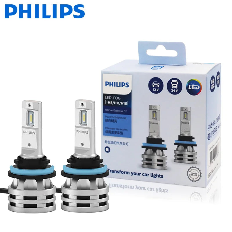 Philips Ultinon Essential G2 LED H1 H4 H7 H8 H11 H16 HB3 HB4 H1R2 9003 9005 9006 9012 6500K Auto Scheinwerfer Nebel-Lampe (2er Pack)