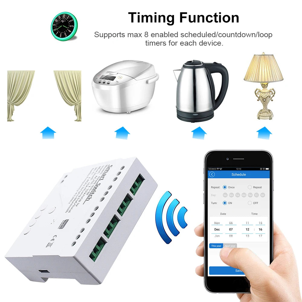 Tuya Four-Channel Wi-Fi Relay Module