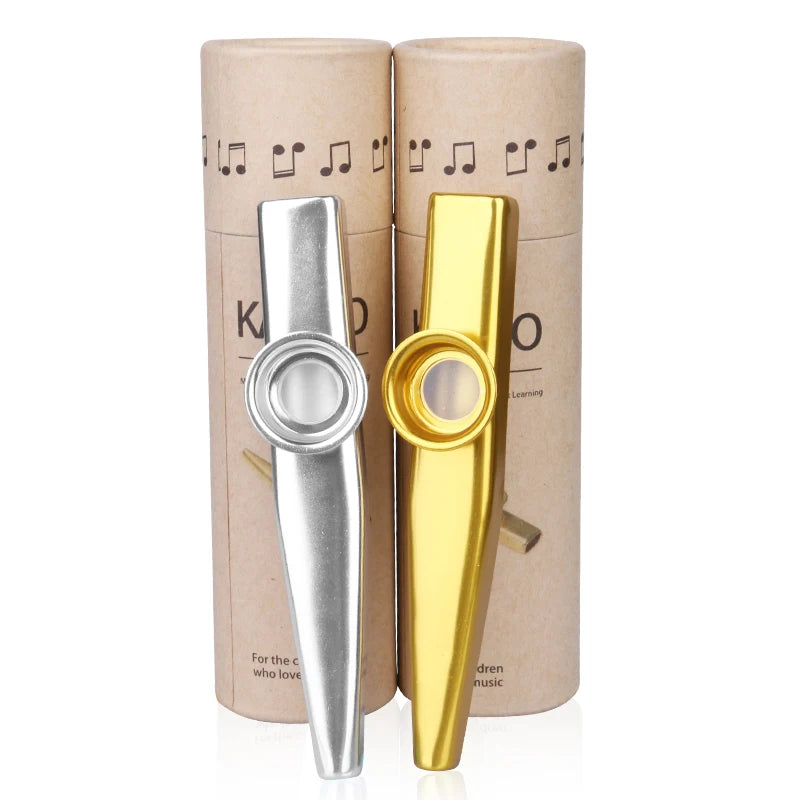 Kovové kazoo s piatimi náhradnými membránami