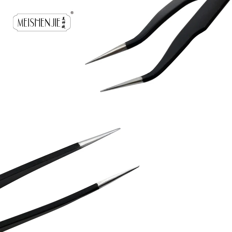 MEISHENJIE 1PC Stainless Steel Curved Straight Eyebrow False Eyelash Tweezers Nail Art Extension Makeup Tool Eeyelashes Tweezers 