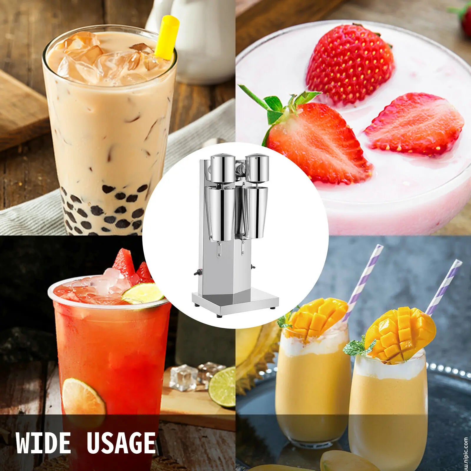 Máquina Comercial de Batidos de Doble Cabezal 800ml Mezcladora de Acero Inoxidable