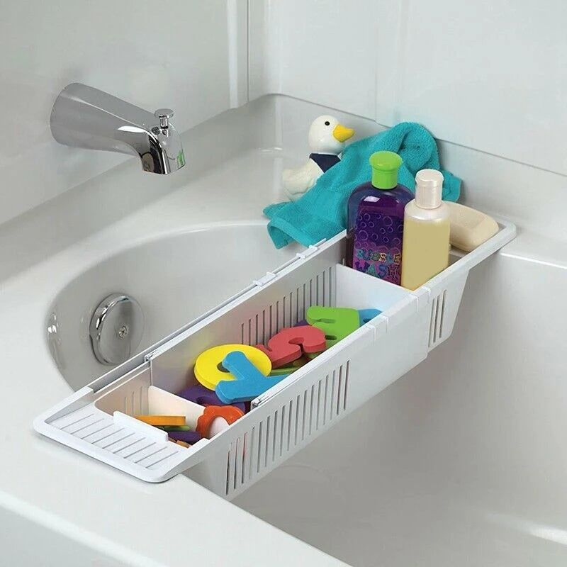 Extendable Bathtub Caddy Tray in PE Plastic, 57 to 86 cm