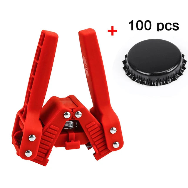 Manuell kapselöppnare-set med 100 kronkapslar — 26 mm