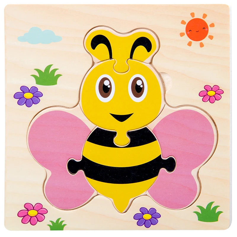 Baby Wooden 3D Puzzles Tangram Shapes Learning Educational Cartoon Animal Intelligence Jigsaw Toys For Children Gift 