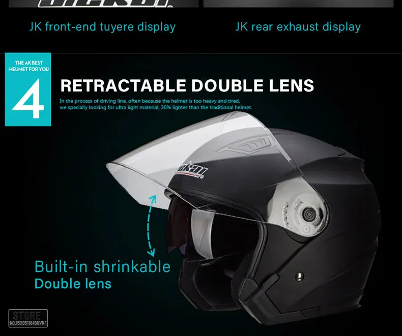 Motorbike Casco Go Kart Scooter Motor Van Motorcycle Dual Lens Vintage Helmets Four Seasons Racing Half Helmets Casque Helmet 