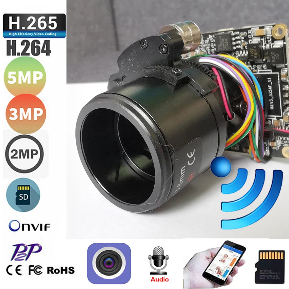 Bezprzewodowy mini PTZ z alarmem ruchu, audio, ONVIF, RS485, H.265/H.264