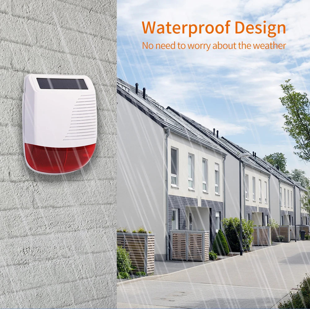 433Mhz High Decibel Outdoor Solar Wireless Siren Loudspeaker Waterproof Strobe For Smart Home Security Burglar Alarm System 