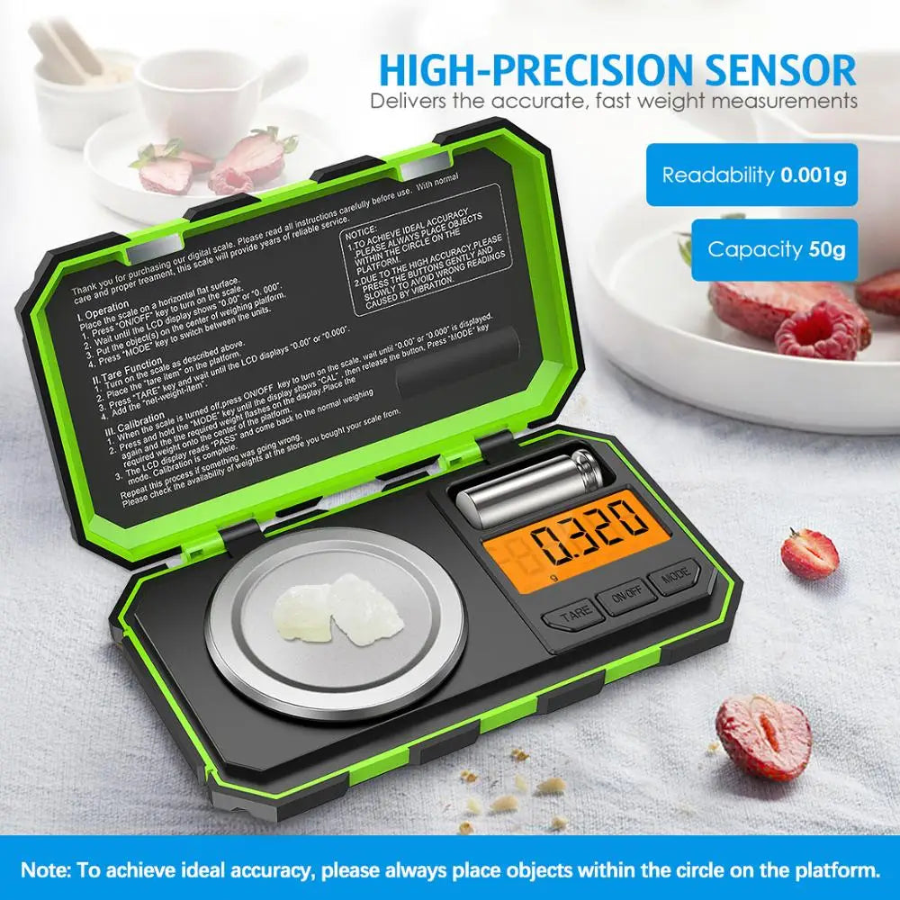 Bilancia Digitale Mini di Precisione 0,001g 50g per Gioielli e Cucina