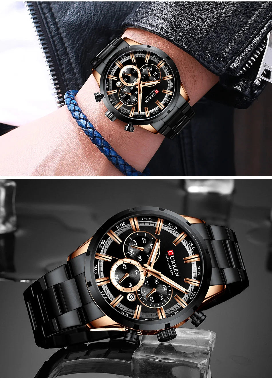 CURREN Men Watch Top Brand Luxury Sports Quartz Mens Watches Full Steel Waterproof Chronograph Wristwatch Men Relogio Masculino 